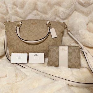 Coach Mini Kelsey Purse AND Corner Zip Wristlet